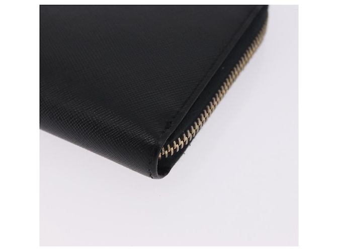 PRADA Lange Geldbörse Saffiano Black Gold Tone Auth 203079 Schwarz - Ansicht 14