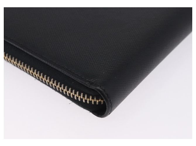 PRADA Lange Geldbörse Saffiano Black Gold Tone Auth 203079 Schwarz - Ansicht 15