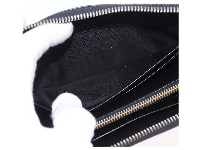PRADA Lange Geldbörse Saffiano Black Gold Tone Auth 203079 Schwarz - Ansicht 18