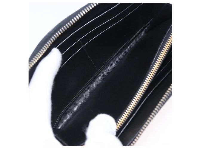 PRADA Lange Geldbörse Saffiano Black Gold Tone Auth 203079 Schwarz - Ansicht 19
