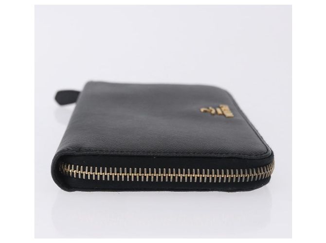 PRADA Lange Geldbörse Saffiano Black Gold Tone Auth 203079 Schwarz - Ansicht 3