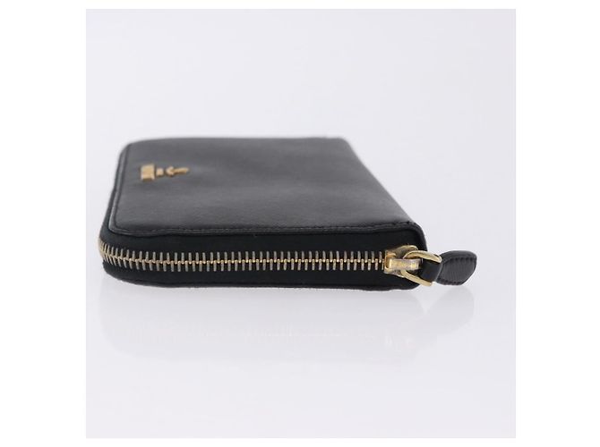 PRADA Lange Geldbörse Saffiano Black Gold Tone Auth 203079 Schwarz - Ansicht 4