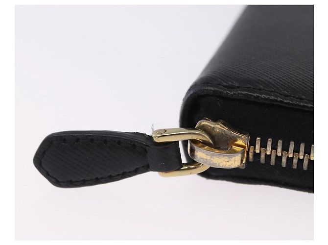 PRADA Lange Geldbörse Saffiano Black Gold Tone Auth 203079 Schwarz - Ansicht 8