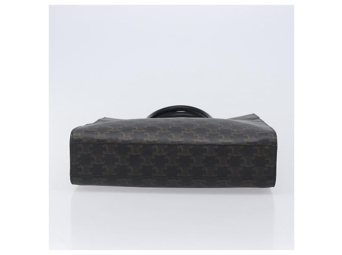 Céline Borsa a Mano CELINE Macadam Vertical Cabas PVC Pelle Marrone Tono Oro Auth 202827A - vista 5