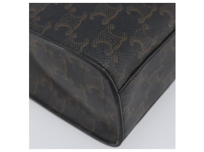 Céline Borsa a Mano CELINE Macadam Vertical Cabas PVC Pelle Marrone Tono Oro Auth 202827A - vista 9