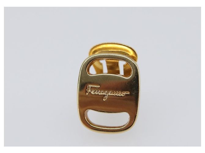 Orecchini Salvatore Ferragamo Vala Metal Gold Tone Auth SW2870 - vista 6