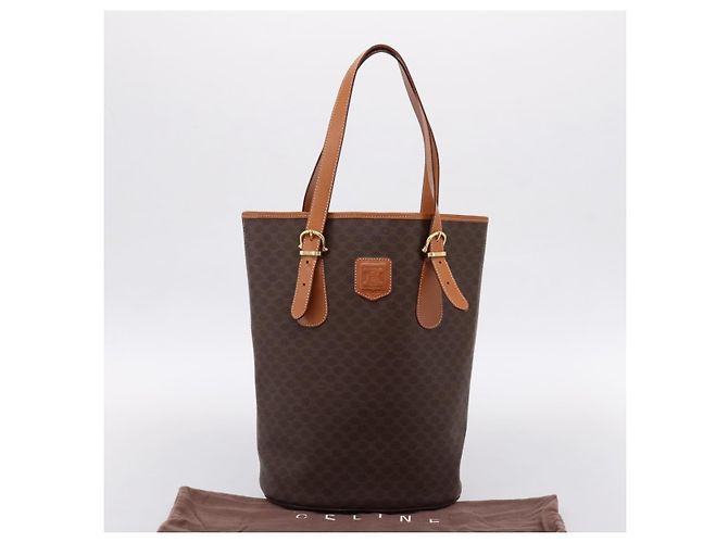 Céline CELINE Macadam Canvas Tote Bag PVC Leder Brown Gold Auth 201267V Braun Golden - Ansicht 12