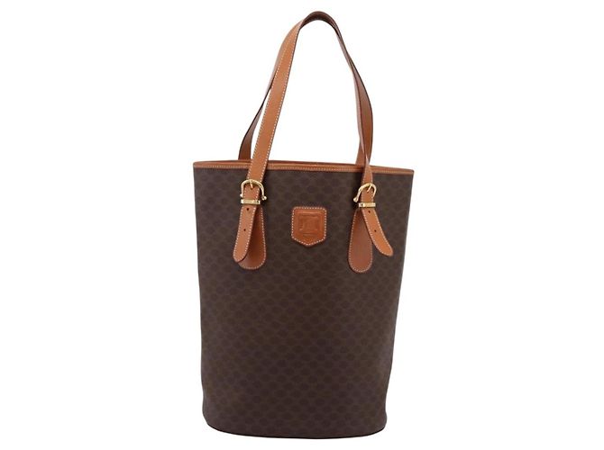 Céline CELINE Macadam Canvas Tote Bag PVC Leder Brown Gold Auth 201267V Braun Golden - Ansicht 13