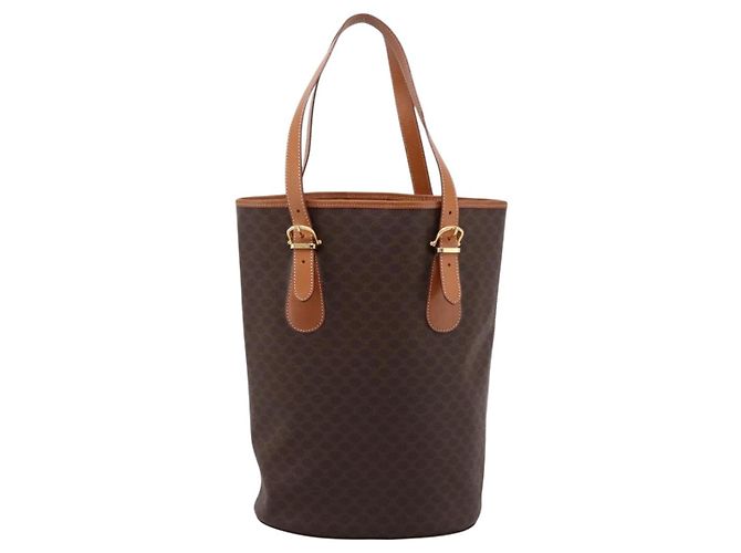 Céline CELINE Macadam Canvas Tote Bag PVC Leder Brown Gold Auth 201267V Braun Golden - Ansicht 2