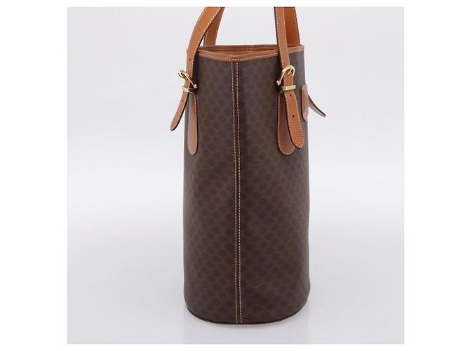 Céline CELINE Macadam Canvas Tote Bag PVC Leder Brown Gold Auth 201267V Braun Golden - Ansicht 3