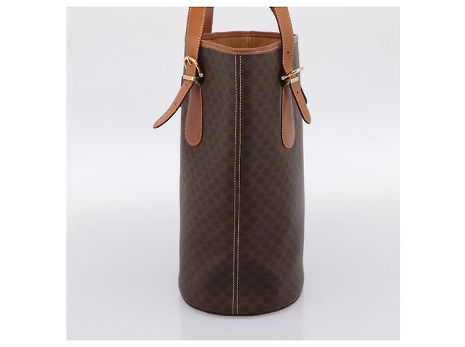 Céline CELINE Macadam Canvas Tote Bag PVC Leder Brown Gold Auth 201267V Braun Golden - Ansicht 4