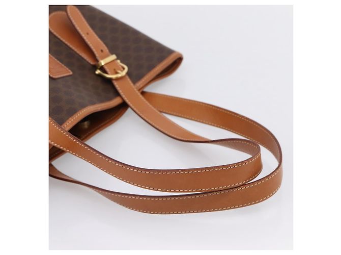 Céline CELINE Macadam Canvas Tote Bag PVC Leder Brown Gold Auth 201267V Braun Golden - Ansicht 7
