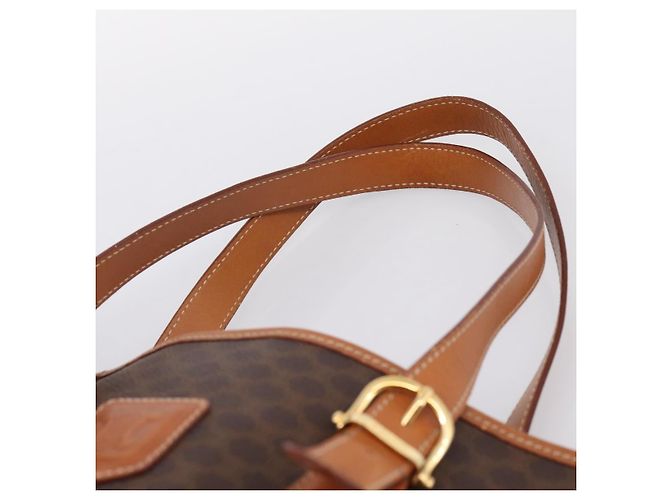 Céline CELINE Macadam Canvas Tote Bag PVC Leder Brown Gold Auth 201267V Braun Golden - Ansicht 8