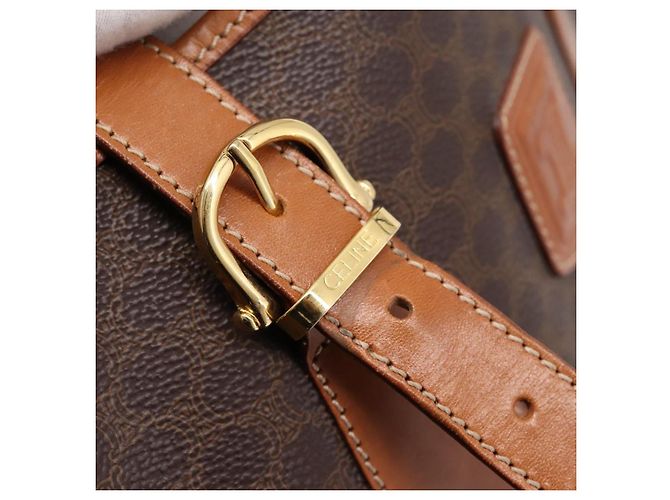 Céline CELINE Macadam Canvas Tote Bag PVC Leder Brown Gold Auth 201267V Braun Golden - Ansicht 9