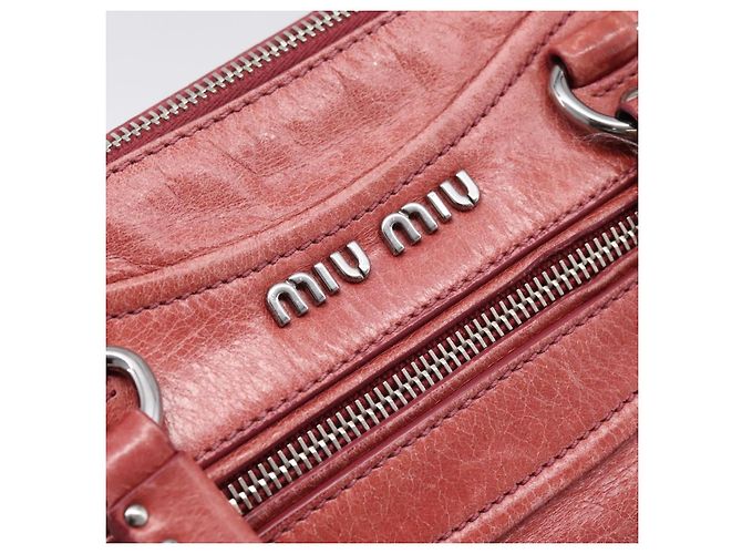 Borsa Miu Miu Vitellolux in pelle 2way Rosa Argento Auth 202584V - vista 19