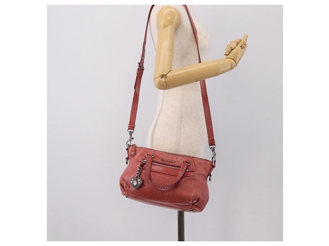 Borsa Miu Miu Vitellolux in pelle 2way Rosa Argento Auth 202584V - vista 28