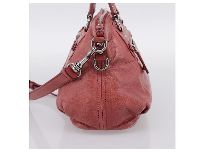 Borsa Miu Miu Vitellolux in pelle 2way Rosa Argento Auth 202584V - vista 4