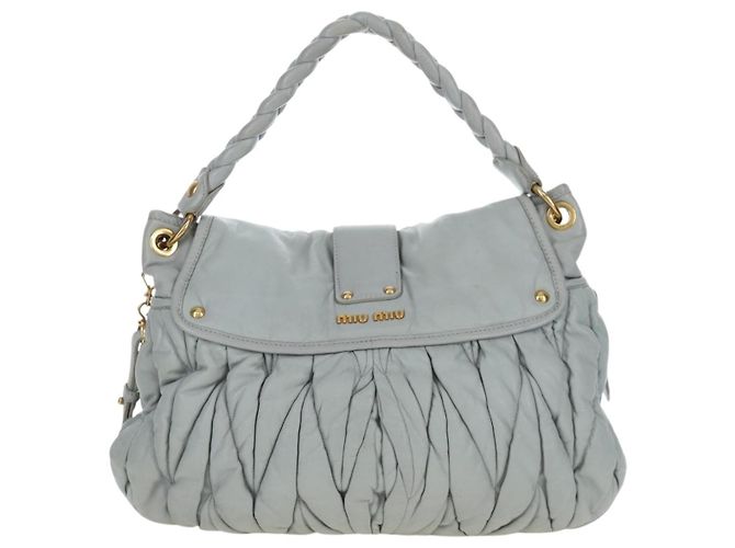 Miu Miu Handtasche Leder 2way Grau Gold Authentisch 196873A Braun Golden - Ansicht 2