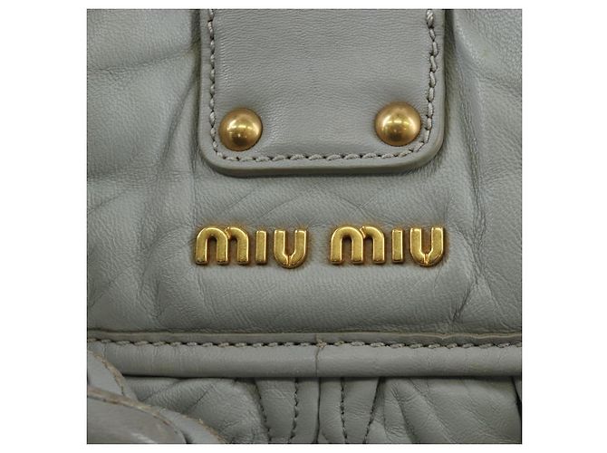Miu Miu Handtasche Leder 2way Grau Gold Authentisch 196873A Braun Golden - Ansicht 24