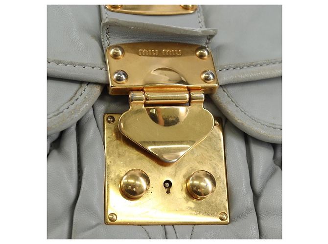 Miu Miu Handtasche Leder 2way Grau Gold Authentisch 196873A Braun Golden - Ansicht 25