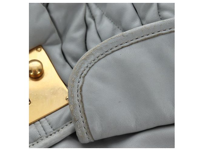 Miu Miu Handtasche Leder 2way Grau Gold Authentisch 196873A Braun Golden - Ansicht 27
