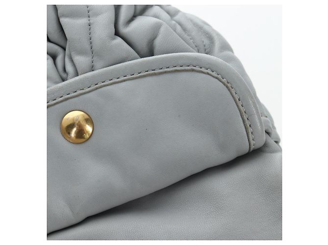Miu Miu Handtasche Leder 2way Grau Gold Authentisch 196873A Braun Golden - Ansicht 28