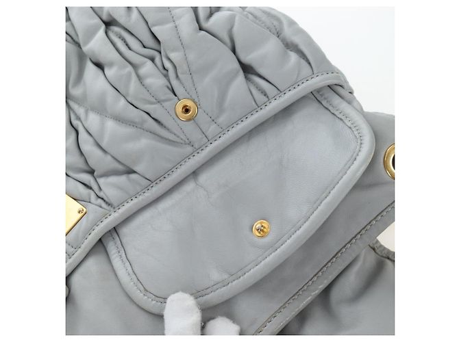 Miu Miu Handtasche Leder 2way Grau Gold Authentisch 196873A Braun Golden - Ansicht 29