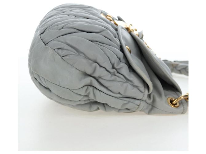 Miu Miu Handtasche Leder 2way Grau Gold Authentisch 196873A Braun Golden - Ansicht 4