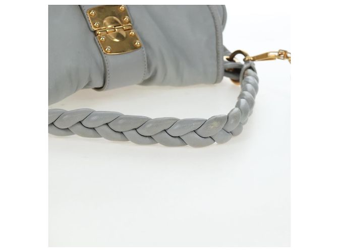 Miu Miu Handtasche Leder 2way Grau Gold Authentisch 196873A Braun Golden - Ansicht 6