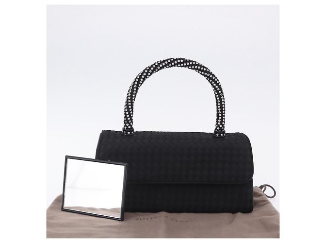 Borsa a mano BOTTEGA VENETA INTRECCIATO Nylon Nero Argento Auth 200527M - vista 12