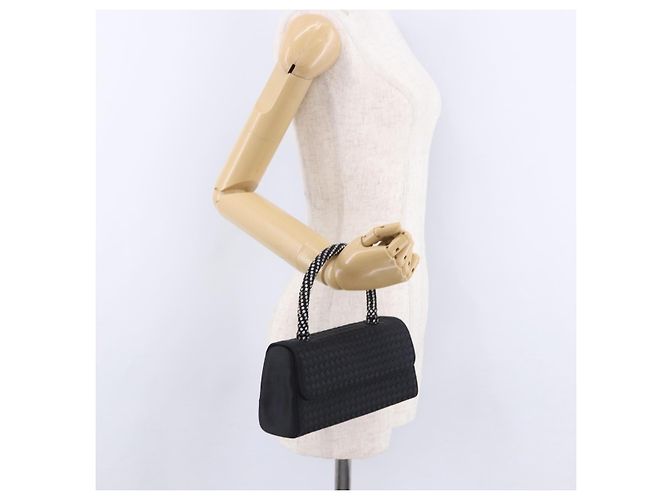 Borsa a mano BOTTEGA VENETA INTRECCIATO Nylon Nero Argento Auth 200527M - vista 24