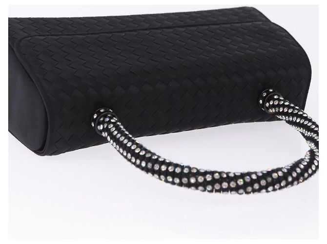 Borsa a mano BOTTEGA VENETA INTRECCIATO Nylon Nero Argento Auth 200527M - vista 6