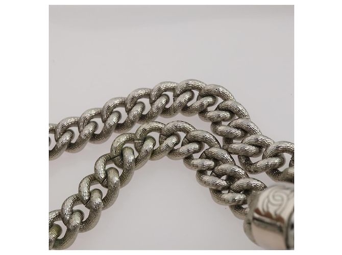 Borsa a tracolla CHANEL COCO Mark Punching in pelle 2way Silver CC Auth 197660 Argento - vista 14