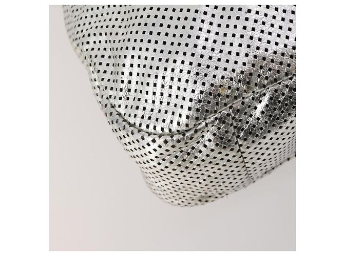 Borsa a tracolla CHANEL COCO Mark Punching in pelle 2way Silver CC Auth 197660 Argento - vista 18