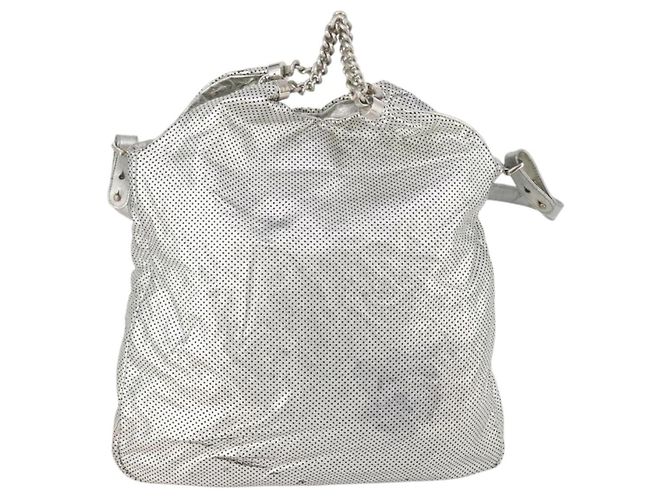 Borsa a tracolla CHANEL COCO Mark Punching in pelle 2way Silver CC Auth 197660 Argento - vista 2