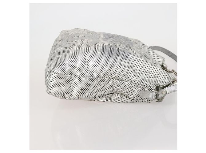 Borsa a tracolla CHANEL COCO Mark Punching in pelle 2way Silver CC Auth 197660 Argento - vista 3