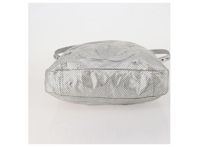 Borsa a tracolla CHANEL COCO Mark Punching in pelle 2way Silver CC Auth 197660 Argento - vista 5