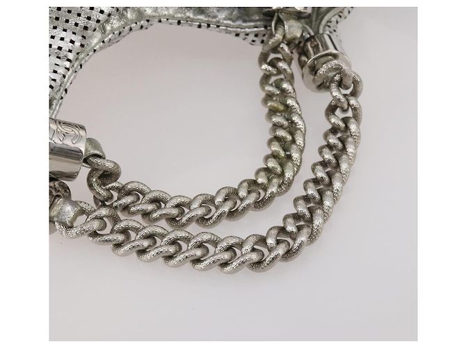 Borsa a tracolla CHANEL COCO Mark Punching in pelle 2way Silver CC Auth 197660 Argento - vista 9