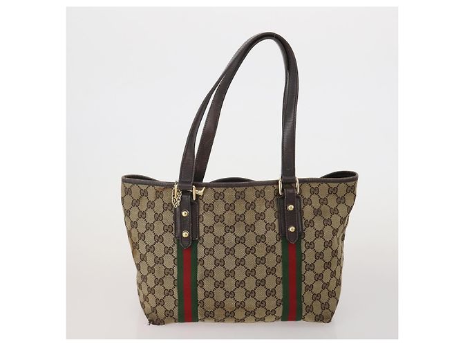 Borsa a Tracolla GUCCI GG Canvas Supreme Sherry Line Beige Brown Auth 202170 Marrone - vista 2