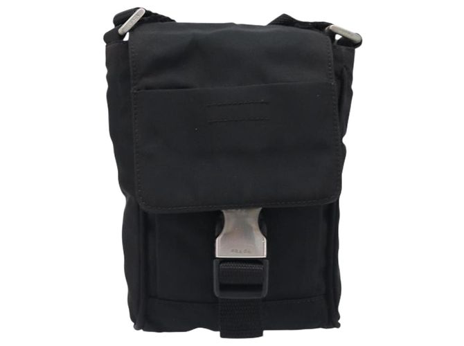 PRADA Schultertasche Nylon Schwarz Silber Auth 197869 - Ansicht 13