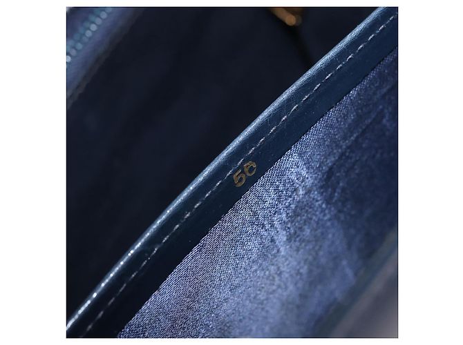 Borsa a tracolla GUCCI in pelle blu navy e tono oro Auth 201158 - vista 12