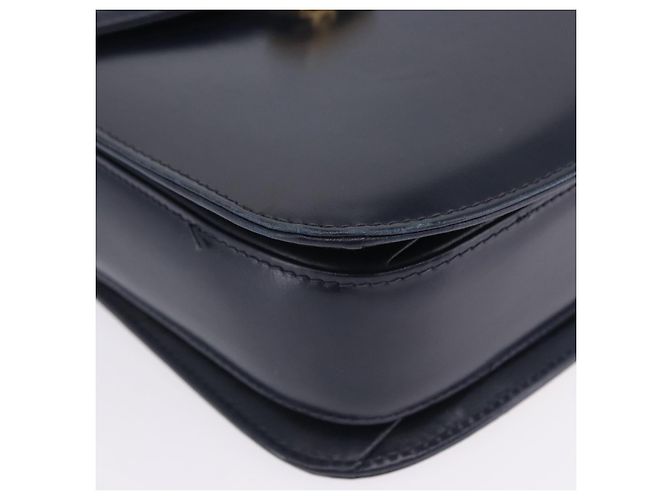 Borsa a tracolla GUCCI in pelle blu navy e tono oro Auth 201158 - vista 15