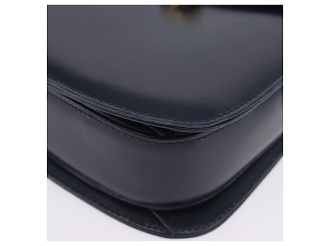Borsa a tracolla GUCCI in pelle blu navy e tono oro Auth 201158 - vista 16