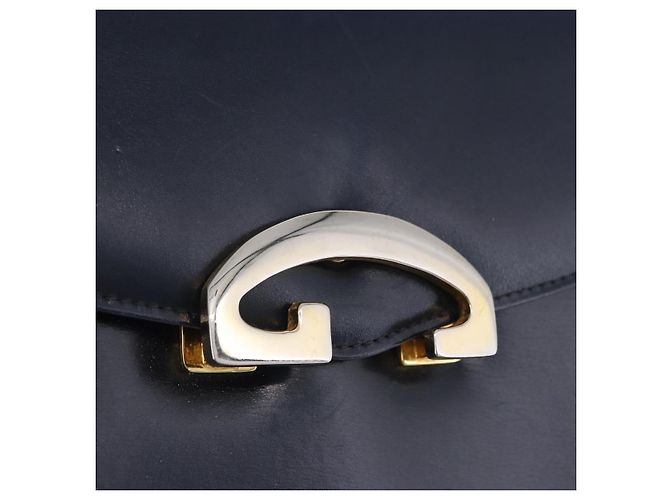 Borsa a tracolla GUCCI in pelle blu navy e tono oro Auth 201158 - vista 19