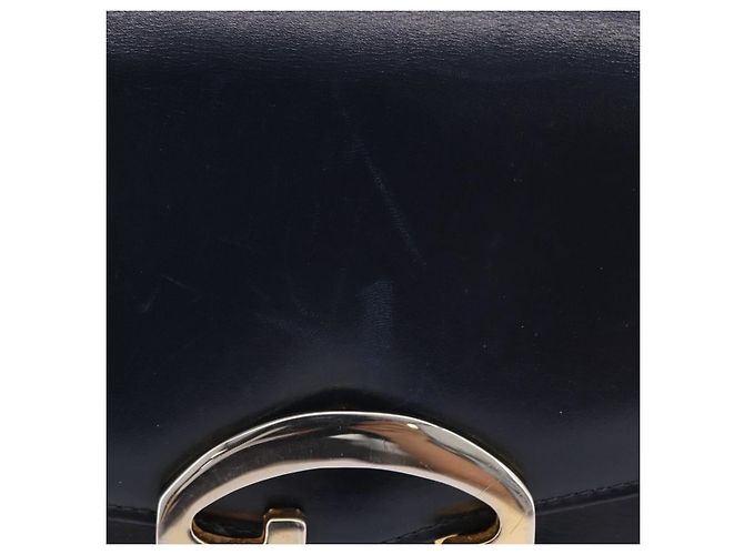 Borsa a tracolla GUCCI in pelle blu navy e tono oro Auth 201158 - vista 2