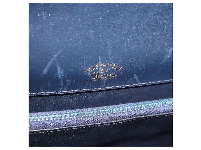Borsa a tracolla GUCCI in pelle blu navy e tono oro Auth 201158 - vista 22