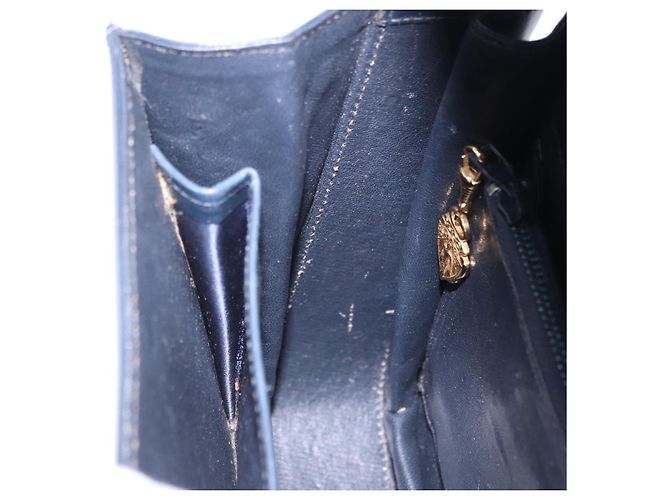 Borsa a tracolla GUCCI in pelle blu navy e tono oro Auth 201158 - vista 24