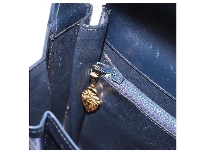 Borsa a tracolla GUCCI in pelle blu navy e tono oro Auth 201158 - vista 25