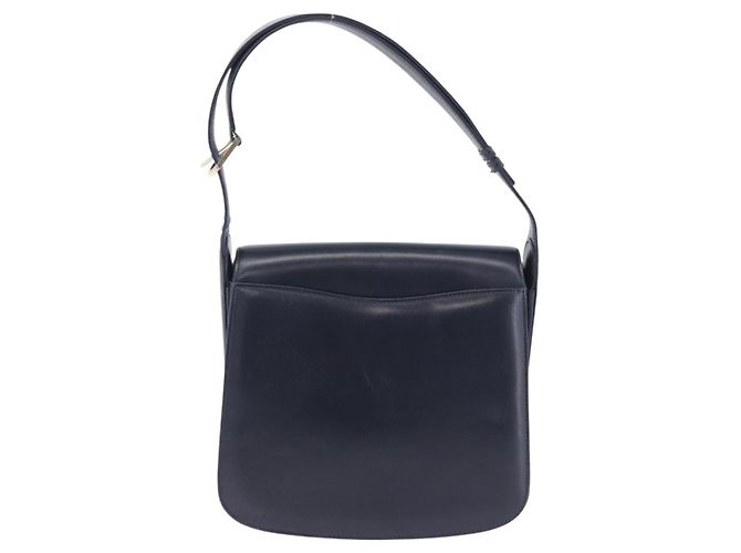 Borsa a tracolla GUCCI in pelle blu navy e tono oro Auth 201158 - vista 3