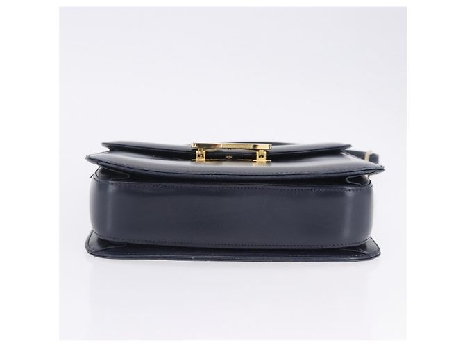 Borsa a tracolla GUCCI in pelle blu navy e tono oro Auth 201158 - vista 7